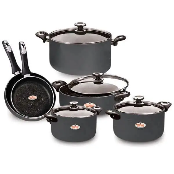 سرویس قابلمه گرانیتا زرساب 10 پارچه با در شیشه ای مدل GT-7500Gنوک مدادی