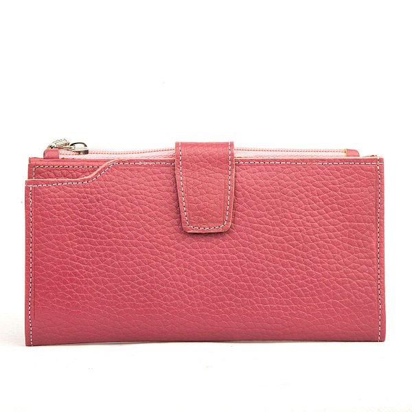کیف پول بند مچی چرم طبیعی سوین مدل lw146 صورتی
