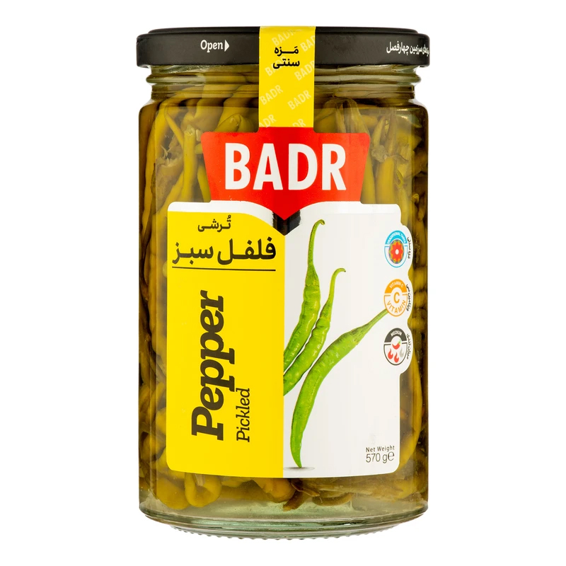 تصویر ترشی فلفل سبز بدر ۵۷۰ گرم 