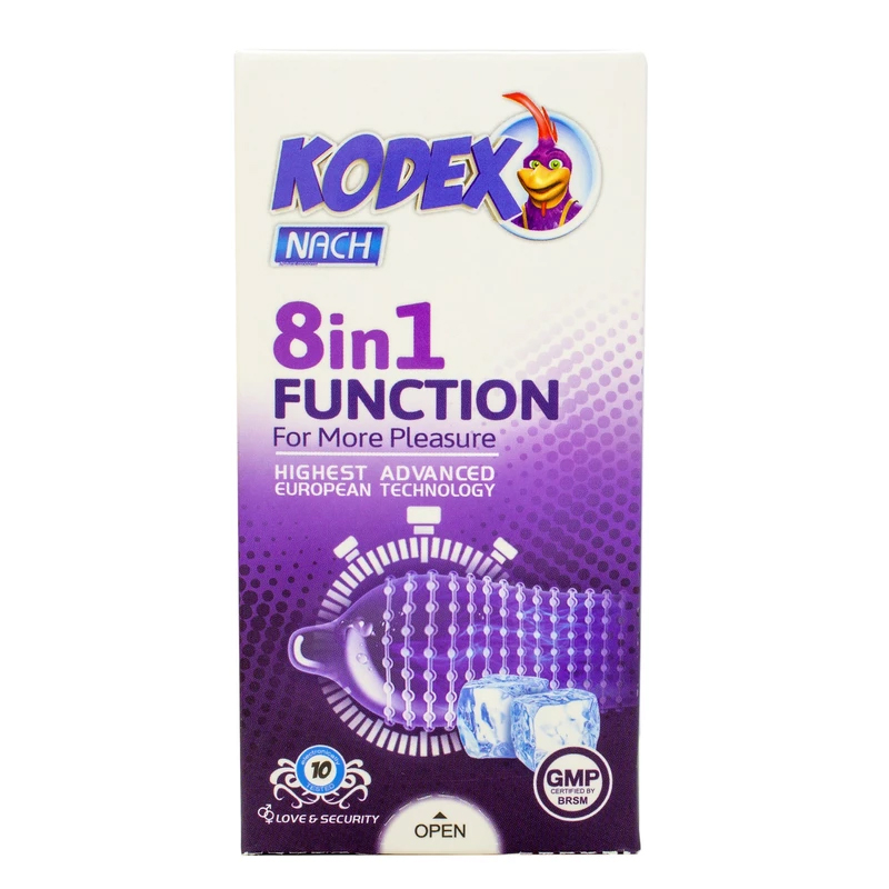 کاندوم ناچ کدکس (Nach Kodex) مدل 8in1 Function بسته 10 عددی