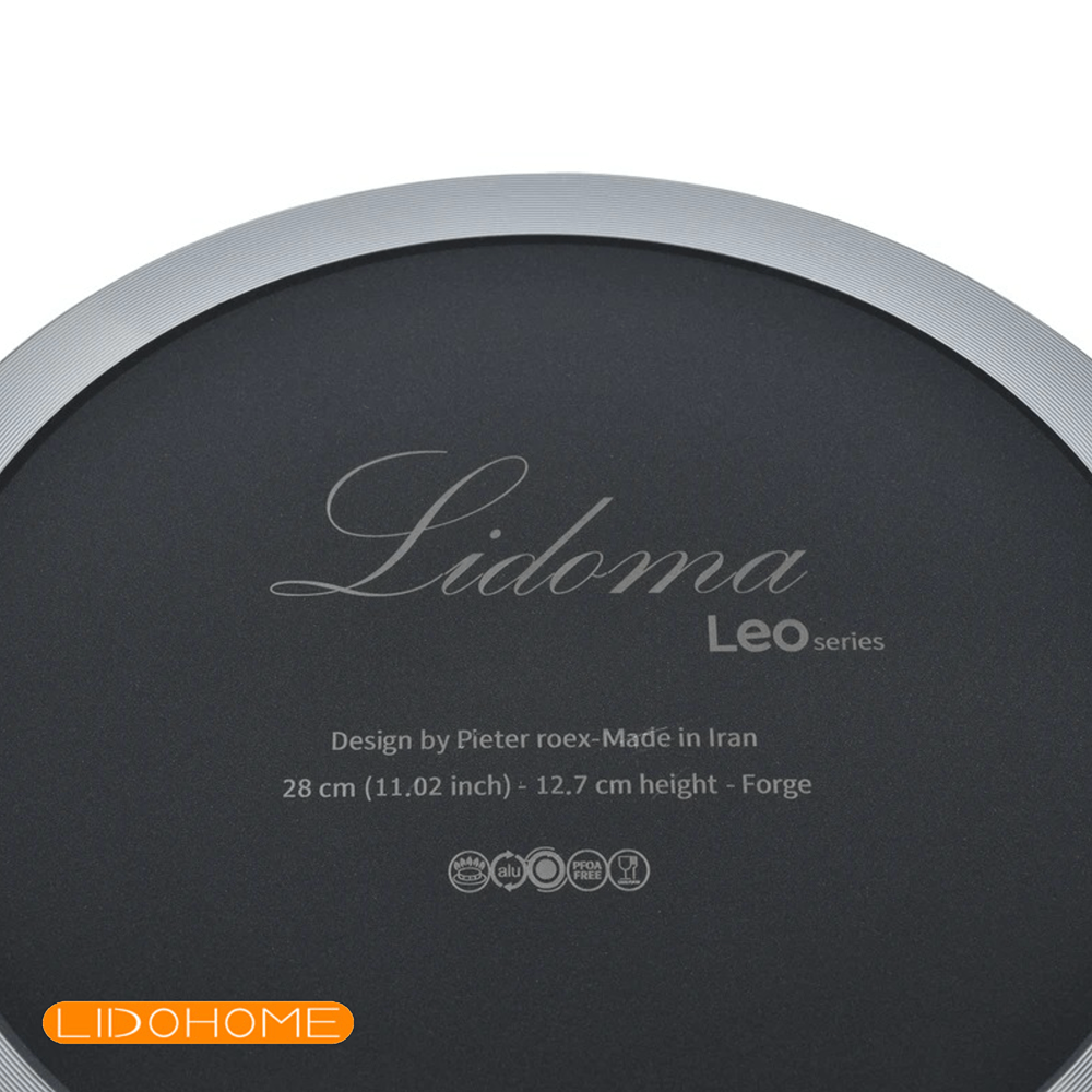 تابه دو دسته – درب دار- فورج صادراتی لیدوما سری لئو مدل برگهوف (bergHOFF)- سایز 28 مشکی