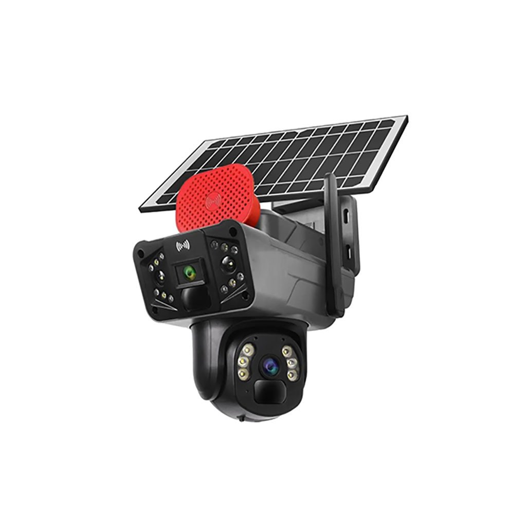 دوربین مداربسته مینی اسپیددام سولار سیمکارتی 2K دو لنز 4G آژیردار OKAM PRO مدلTP12