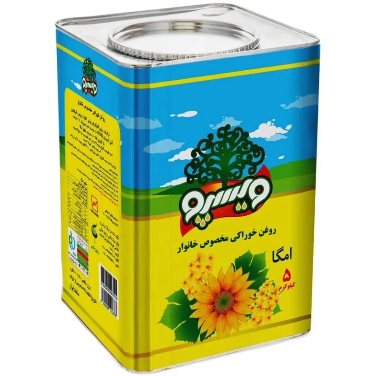 روغن نیمه جامد آفتابگردان خوراکی مصرف خانوار ویسپو وزن 5 کیلوگرم