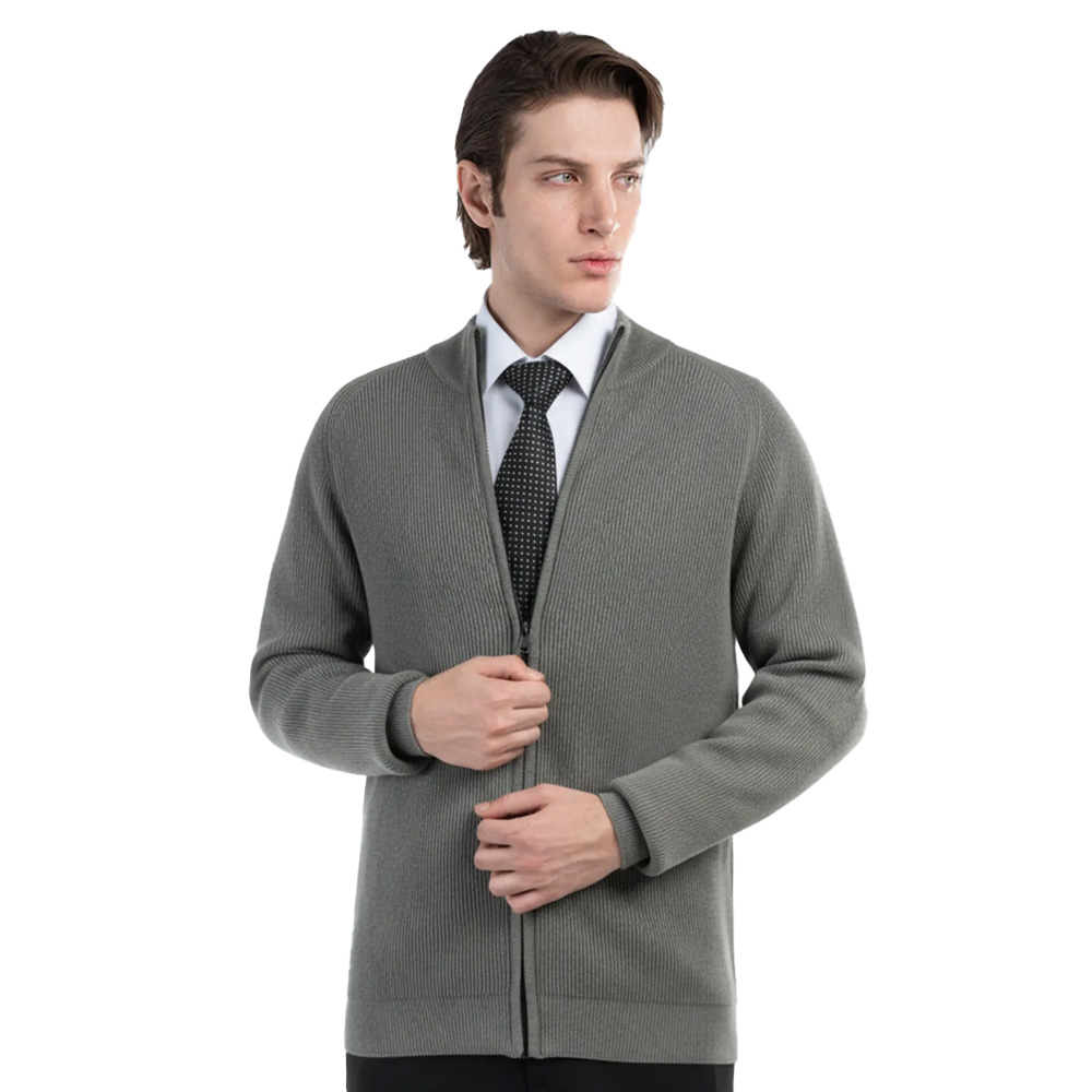 سوییشرت ست من مدل بافت مردانه آستین رگلان تمام زیپ مدل SW110