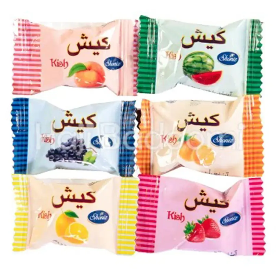 آبنبات دو سر پرس میوه ای با مغز پاستیل کیش شونیز 500 گرم