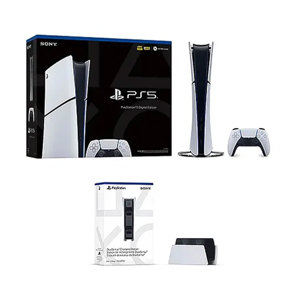 کنسول بازی سونی مدل PS5 SLIM DIGITAL 2016 به همراه دسته ی اضافه + پایه شارژ سونی