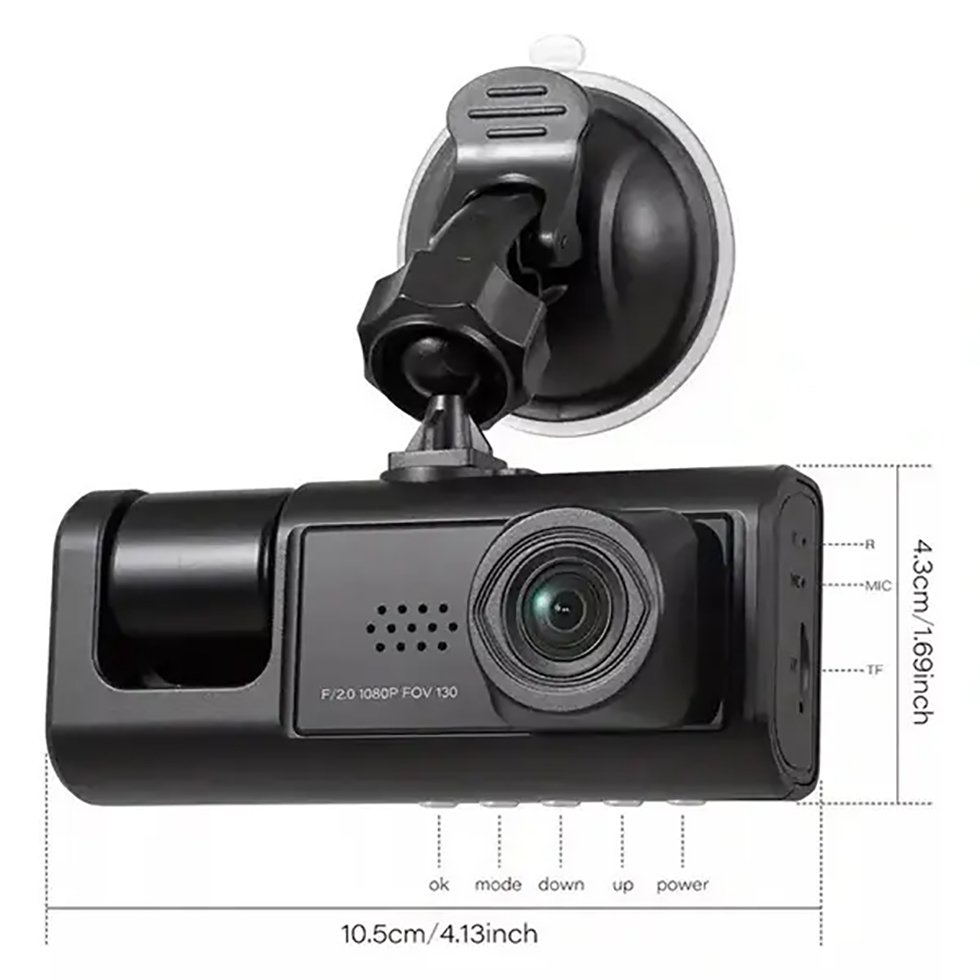 دوربین ثبت وقایع 3 لنز مانیتور دار وای فایی خودرو برند Black Box Traffic Recorder c309