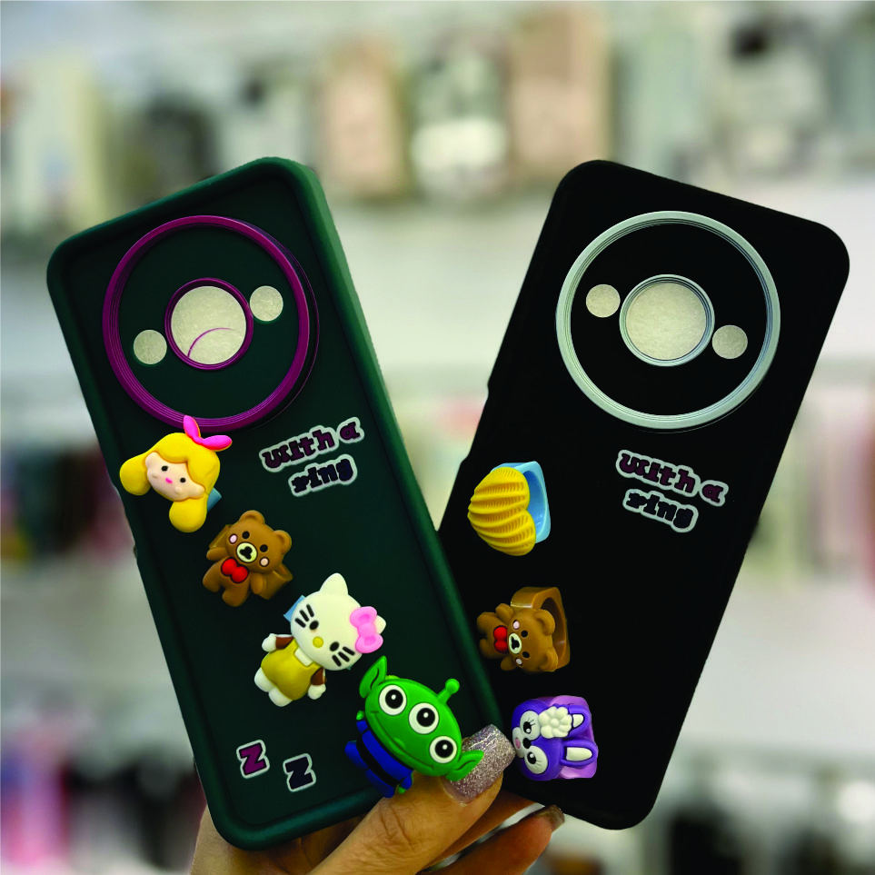 کاور قاب کاور-قاب  سیلیکونی عروسکی انگشتی برجسته ردمی آ3REDMI A3 کاور سیلیکونی  رنگ مشکی