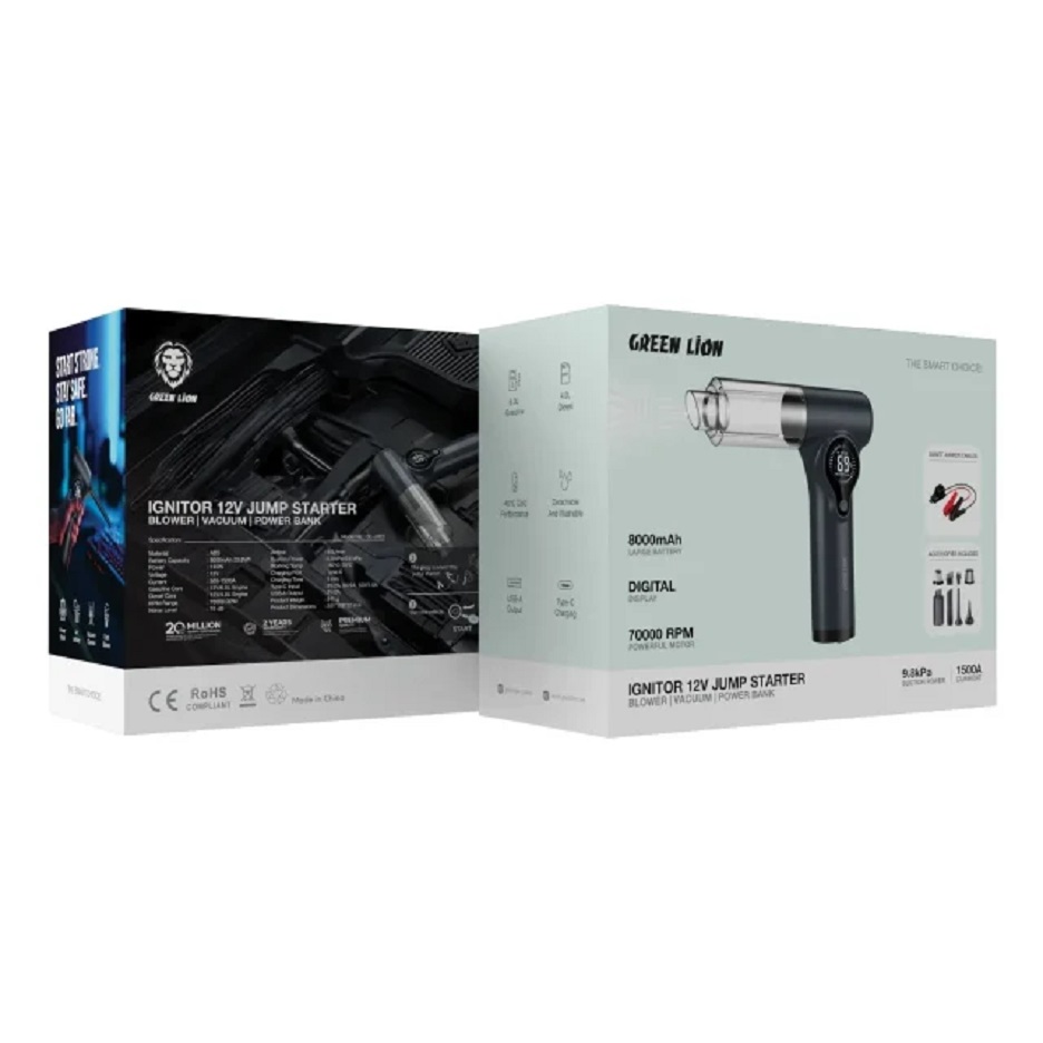 جامپ استارتر ۳ کاره Ignitor 12V گرین لاین Three-in-One Ignitor 12V Jump Starter
