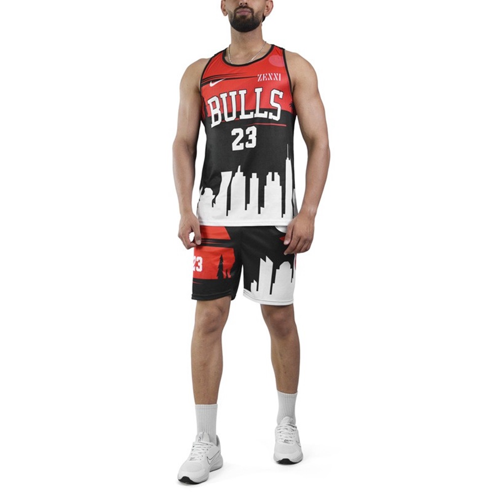 ست رکابی و شلوارک ورزشی مردانه شیکاگو بولز مدل PY-2B1926 مشکی XL