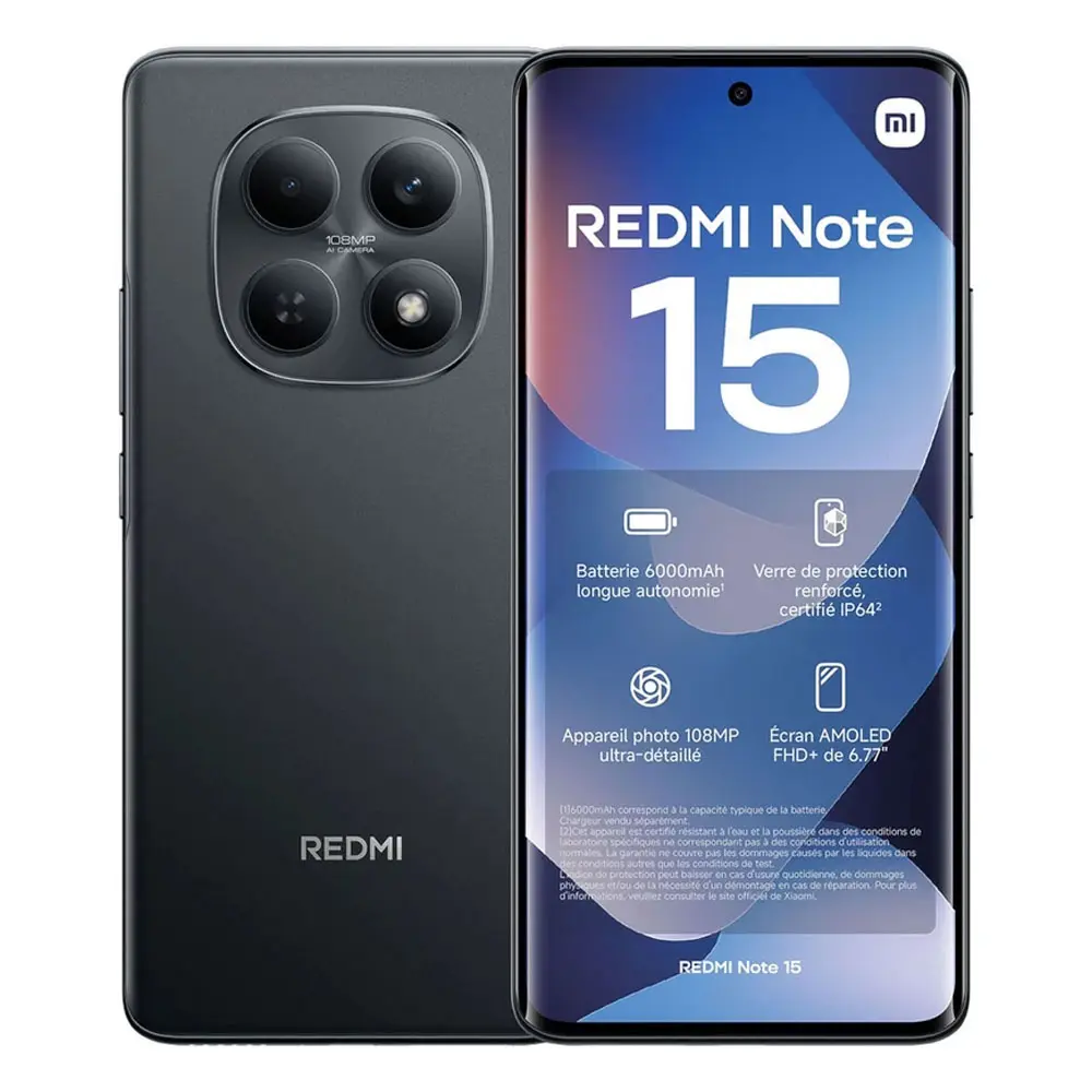 گوشی موبایل شیائومی مدل Redmi Note 15 4G دو سیم کارت ظرفیت 256 گیگابایت و رم 8 گیگابایت مشکی