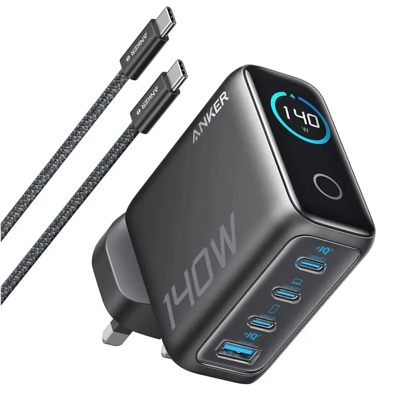 شارژر دیواری انکر مدل B2697 با توان 140 وات به همراه کابل USB-C به طول 1.5 متر