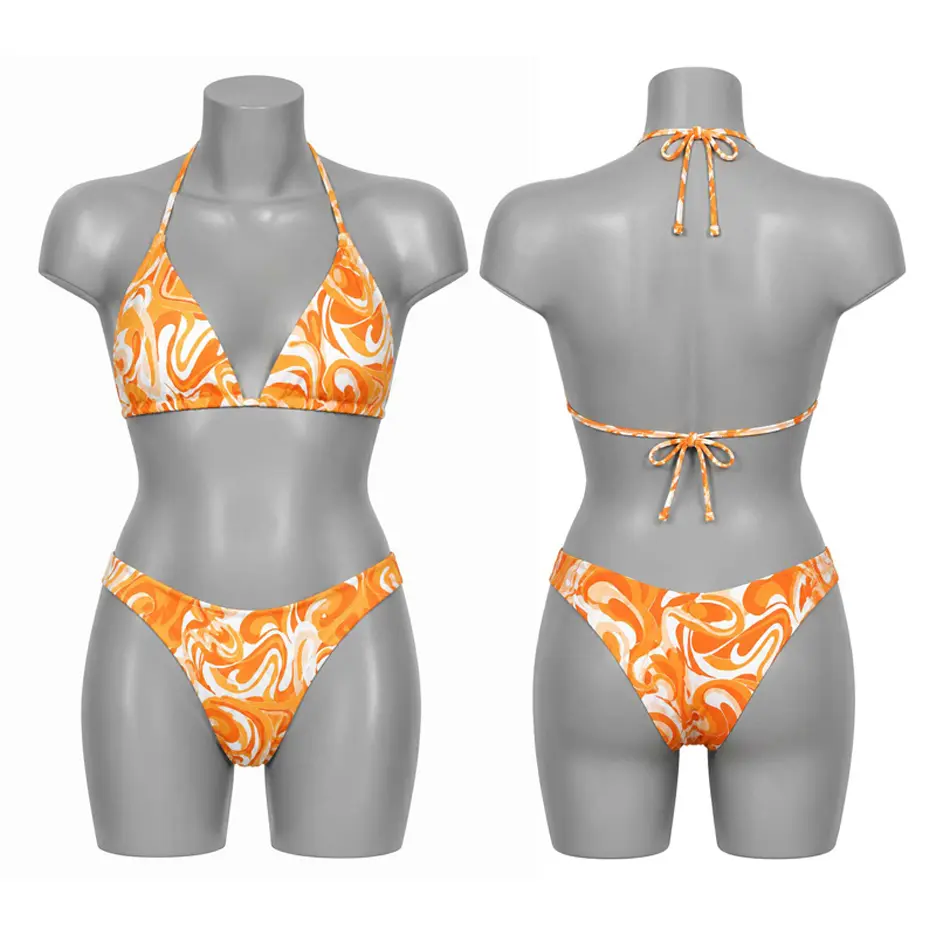 ست بیکینی زنانه مدل Sunset Flower-5C0369 نارنجی S